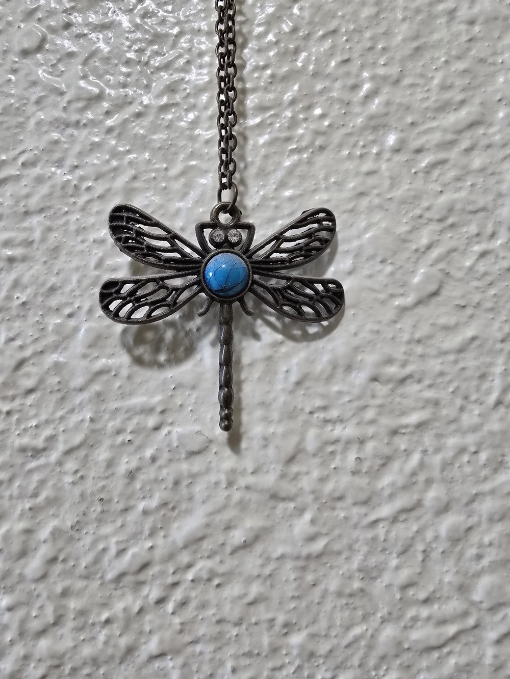 Dragonfly Pendant Necklace - Turquoise Accent